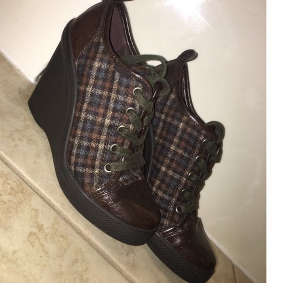 Aldo Derksen Plaid Sneaker Wedge Heels Shoes Boots - Picture 6 of 14